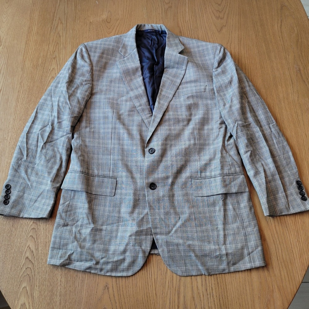 Brooks Brothers Madison 1818 Blazer Plaid Check Mens 42R Wool Sport Coat - Read
